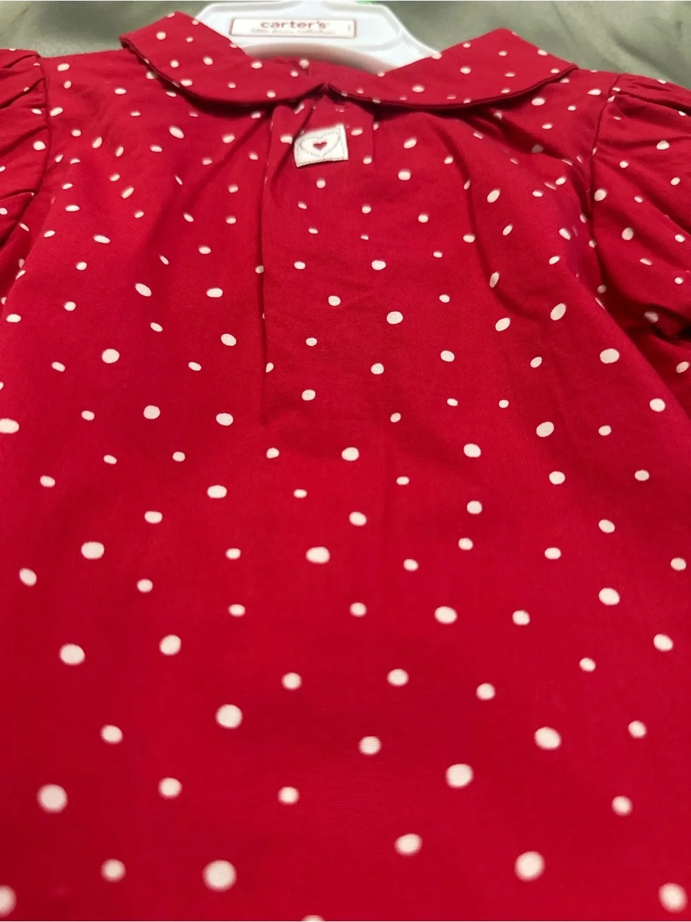 Carter's Red Long-Sleeve Polka Dot Top with Peter Pan Collar